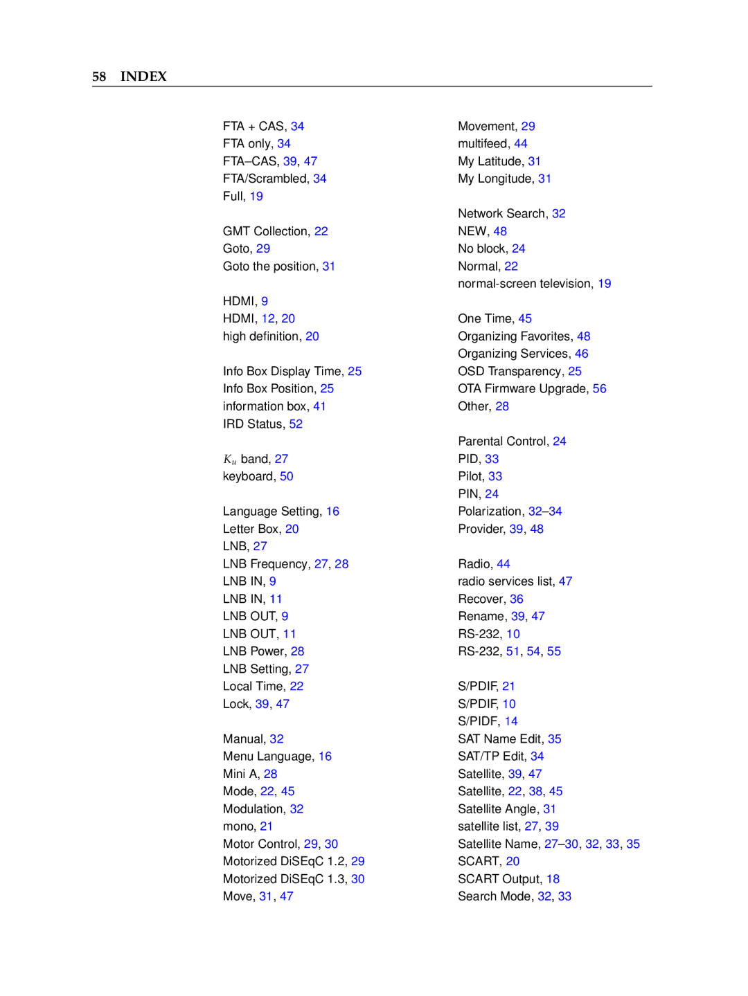 Topfield TF 7720 HSCI, TF 7710 HSCI manual Index 