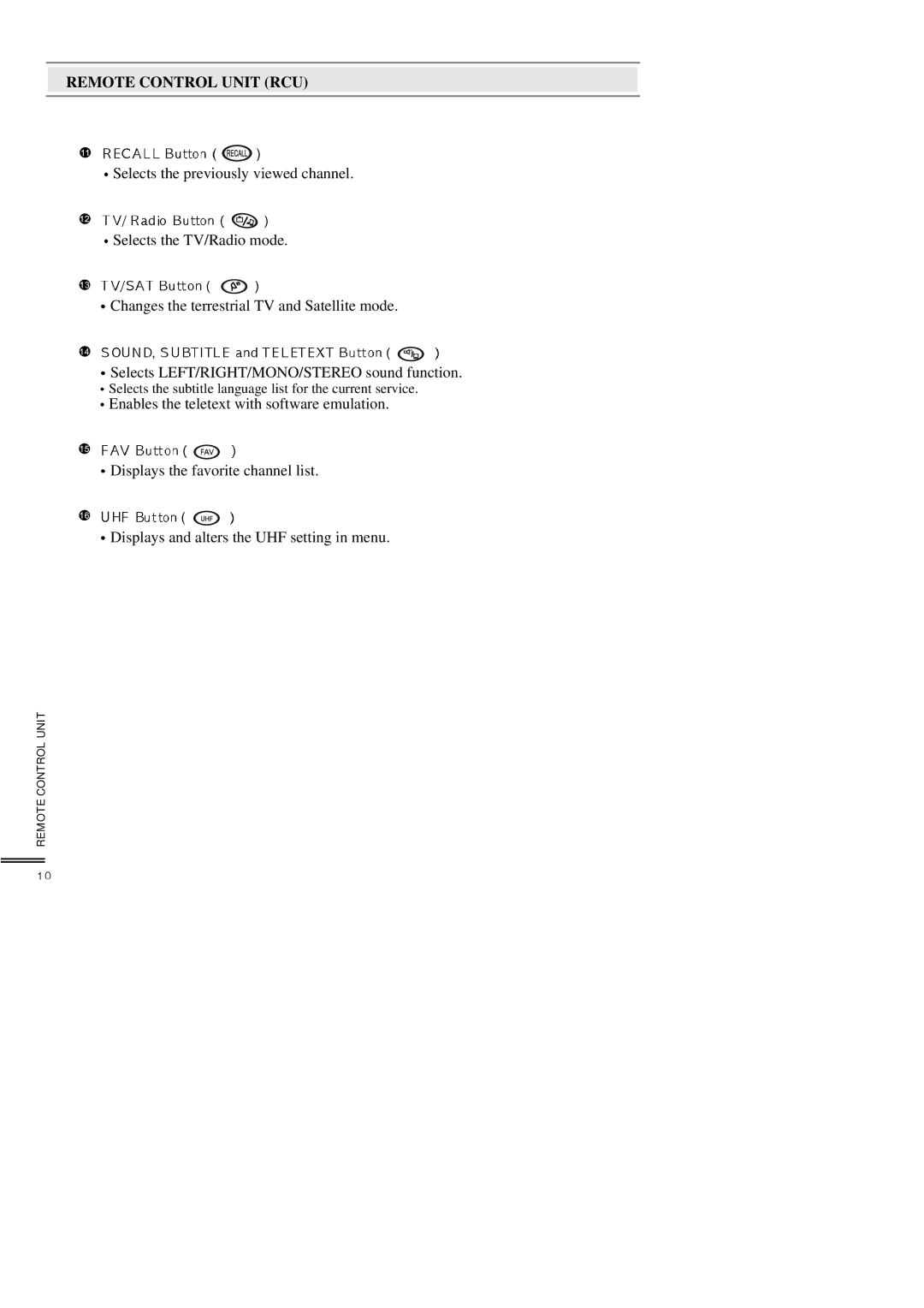 Topfield TF3000FEI, TF3000FI manual Selects the subtitle language list for the current service 