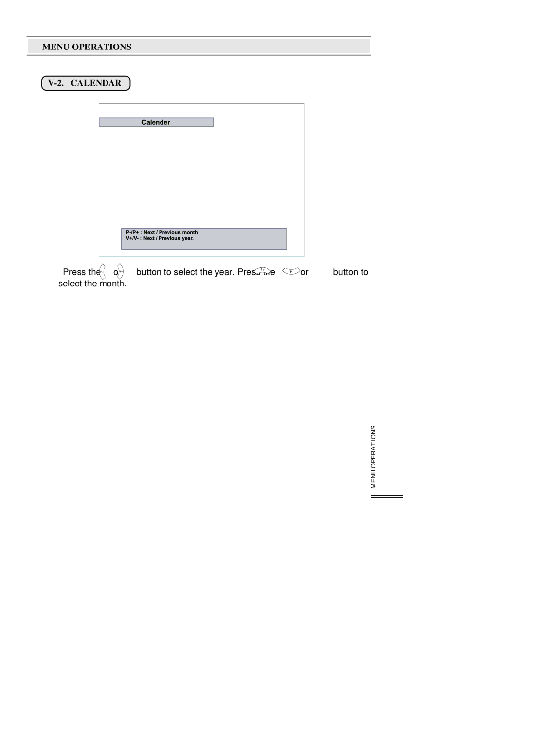 Topfield TF3000FI, TF3000FEI manual Menu Operations Calendar 