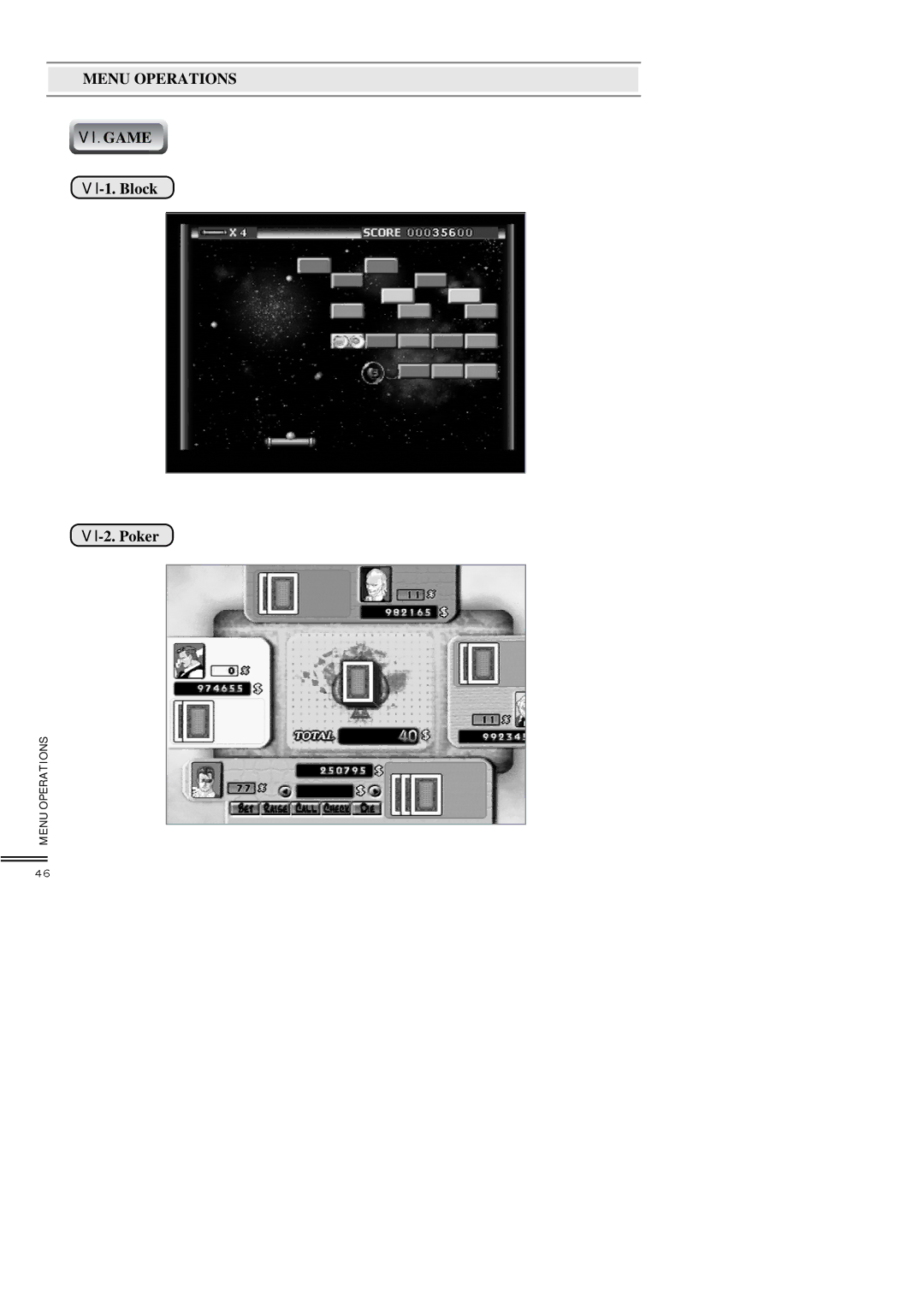 Topfield TF3000FEI, TF3000FI manual Menu Operations Game, Block 2. Poker 