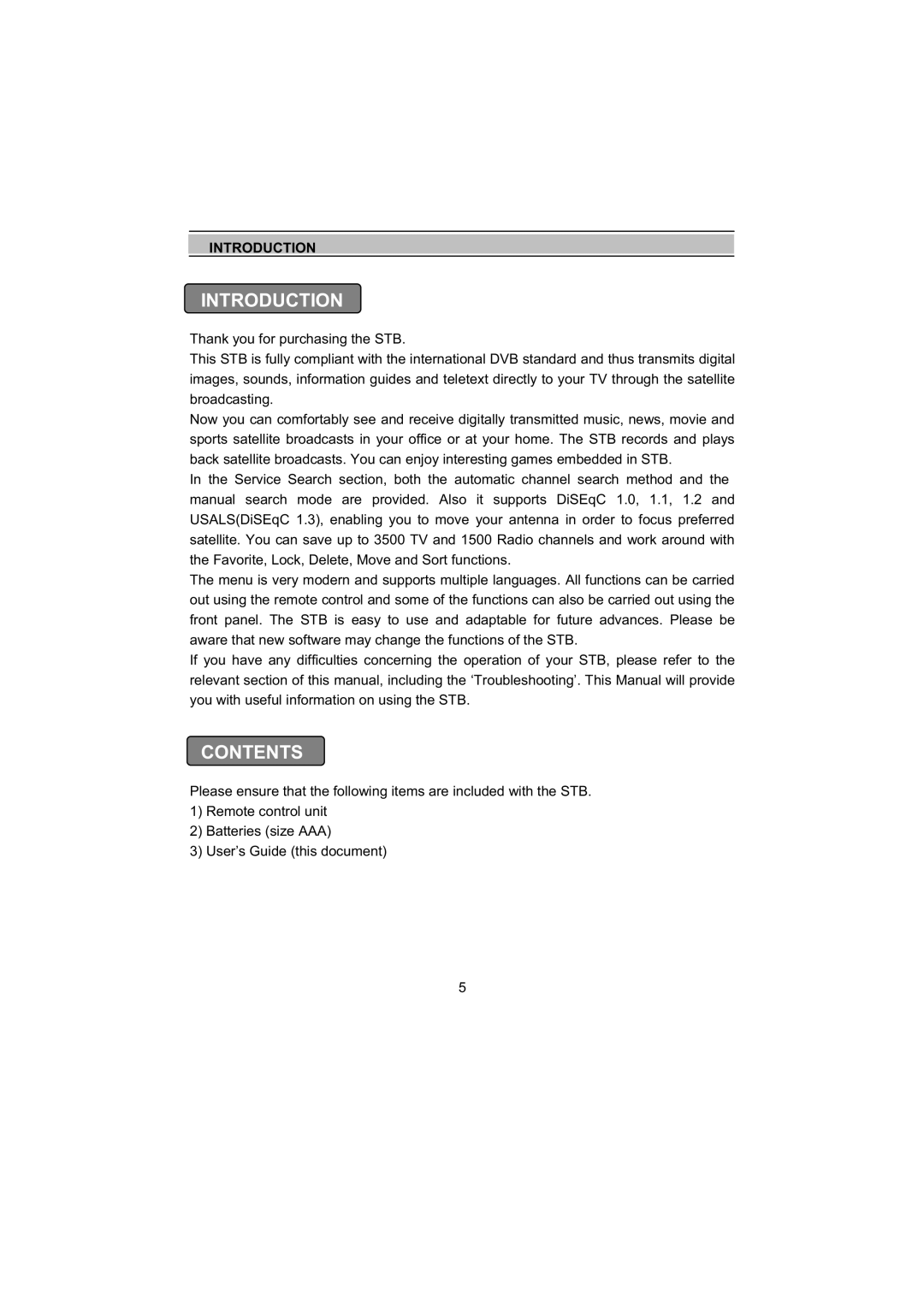 Topfield TF5000Fe, TF4000Fe user manual Introduction, Contents 