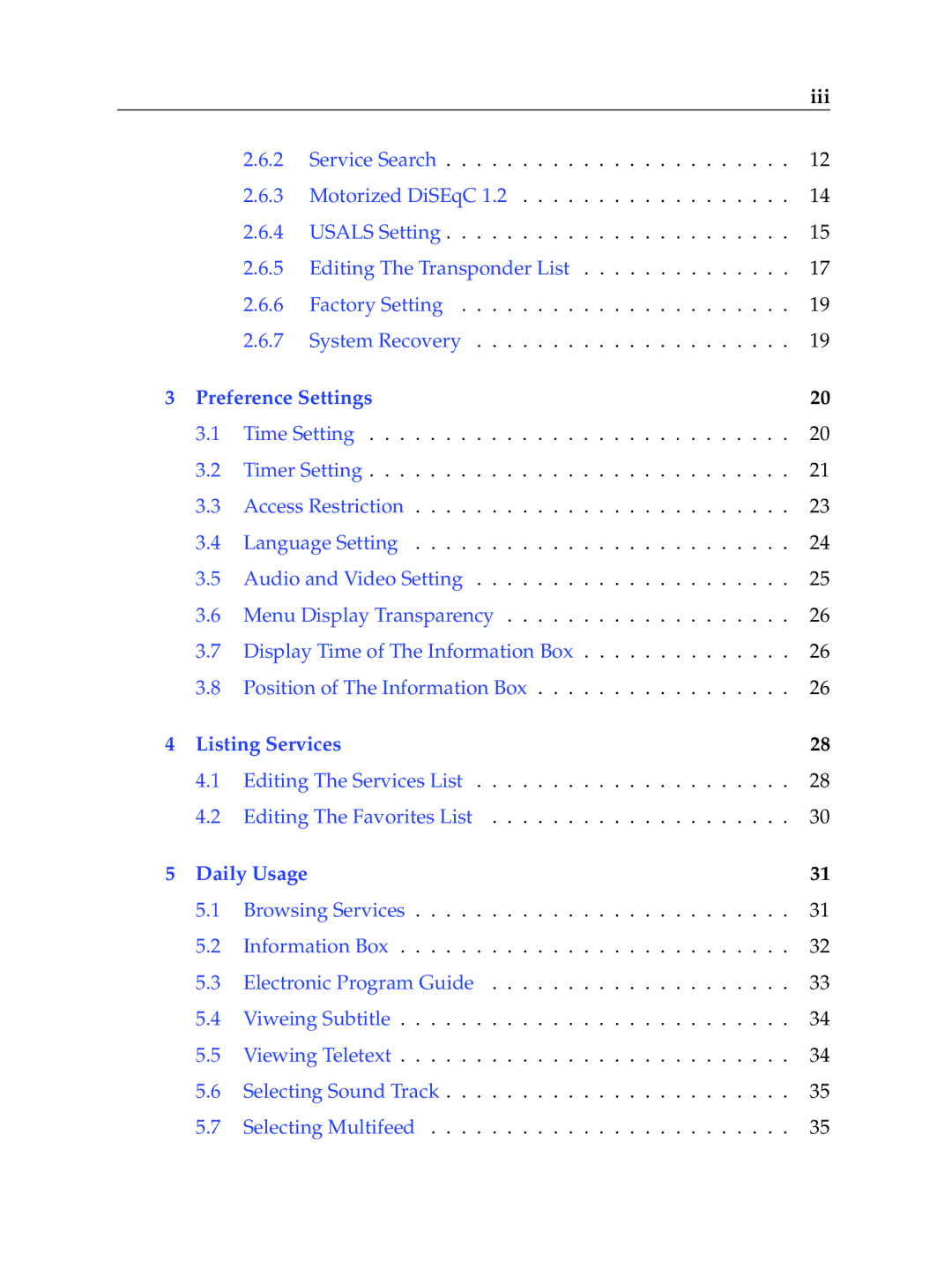 Topfield TF6000F user manual Listing Services 