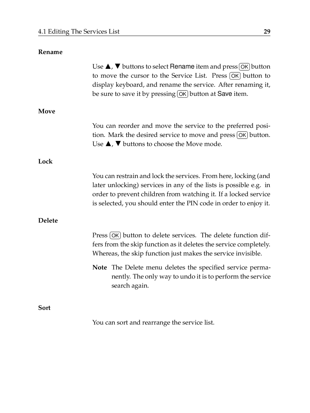 Topfield TF6000F user manual Rename Move Lock Delete Sort 