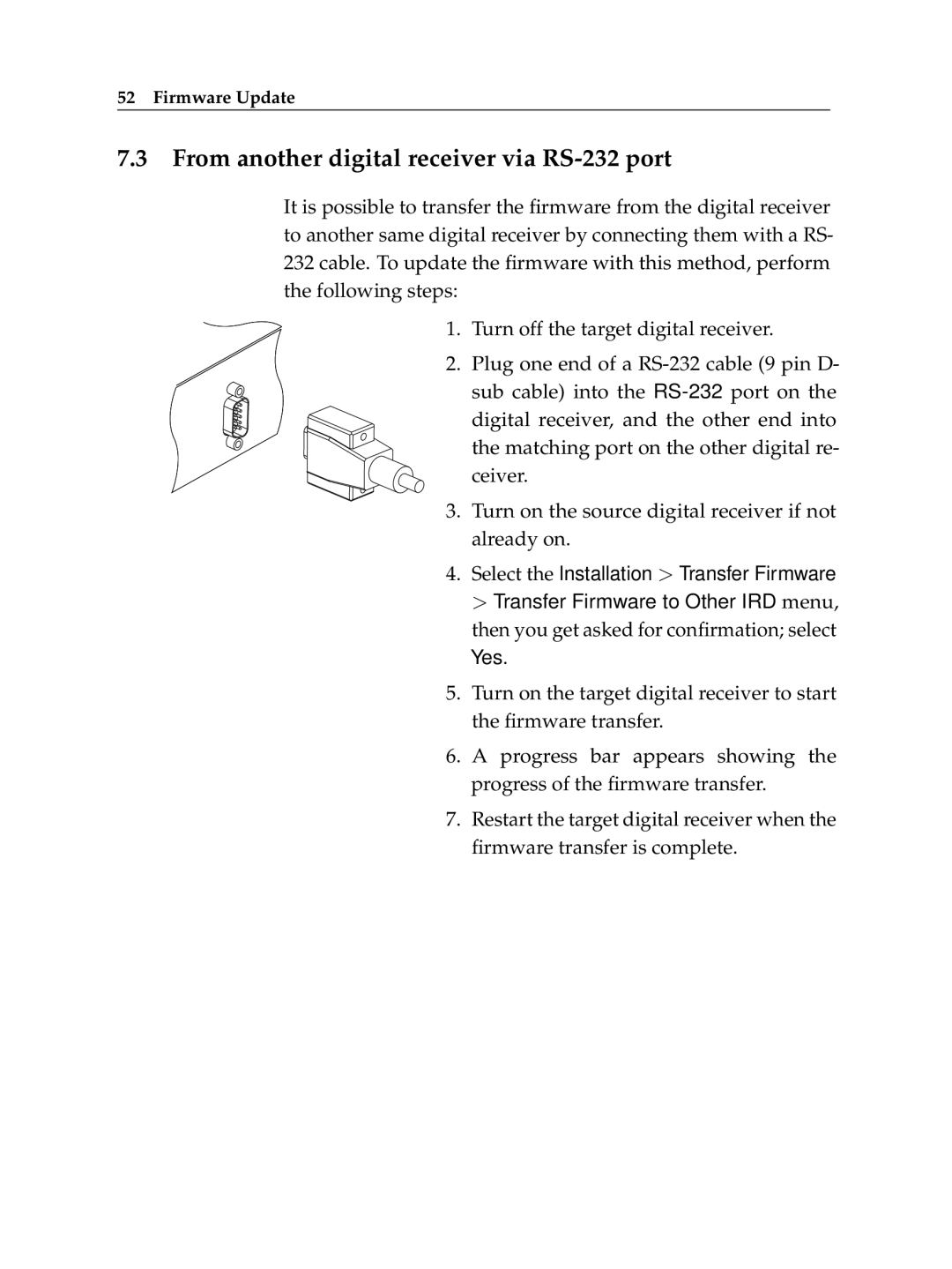 Topfield TF6400IR manual From another digital receiver via RS-232 port 