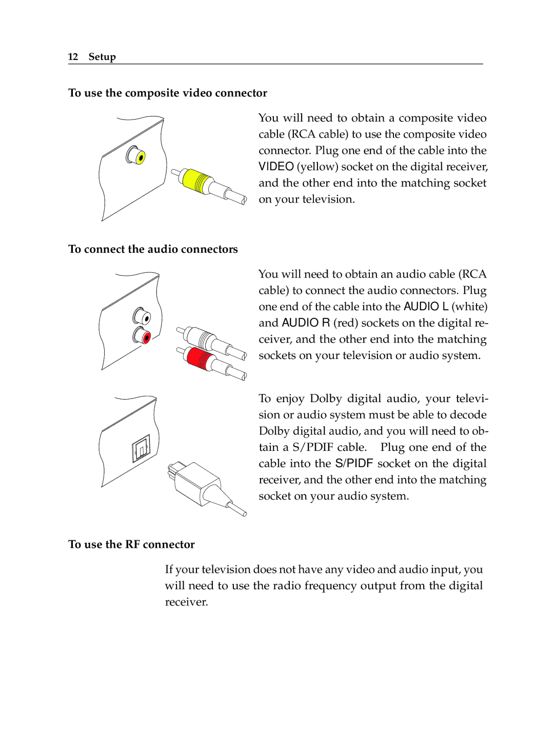 Topfield TF 5000 Cl Plus, Topfield Digital Satellite Receiver manual To use the composite video connector 