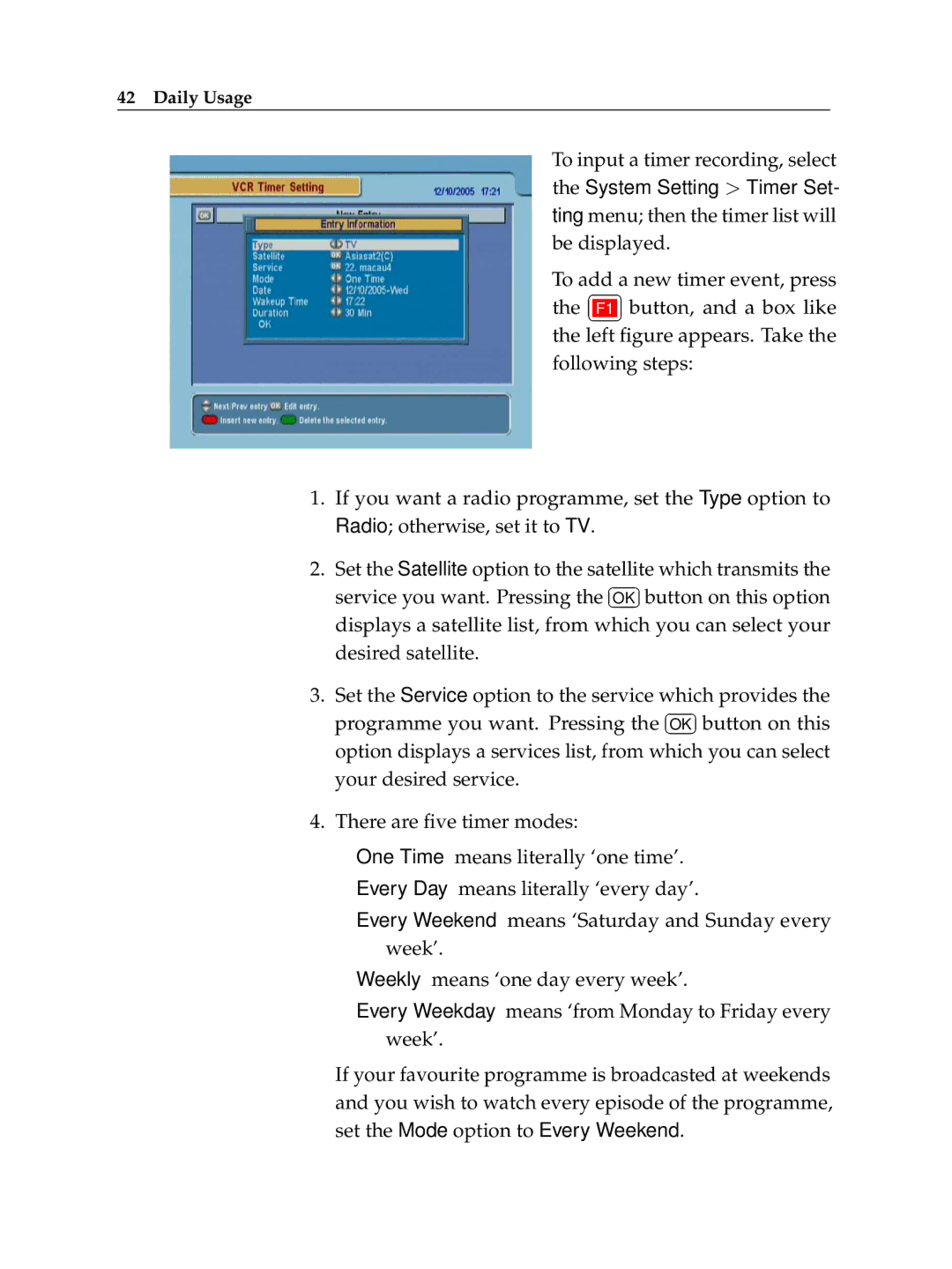 Topfield TF 5000 Cl Plus, Topfield Digital Satellite Receiver manual Desired satellite 