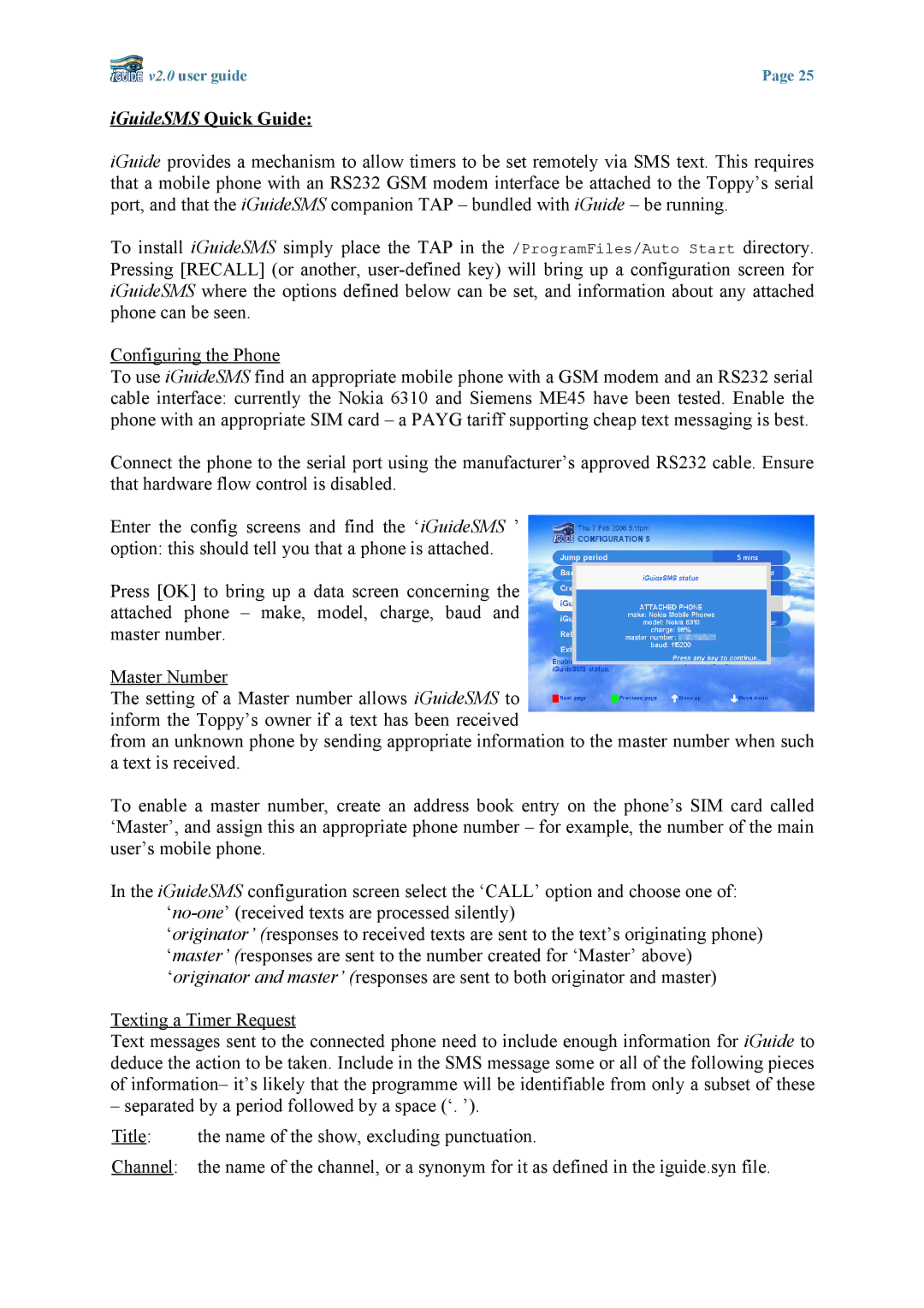 Topfield v2.0 manual IGuideSMS Quick Guide 