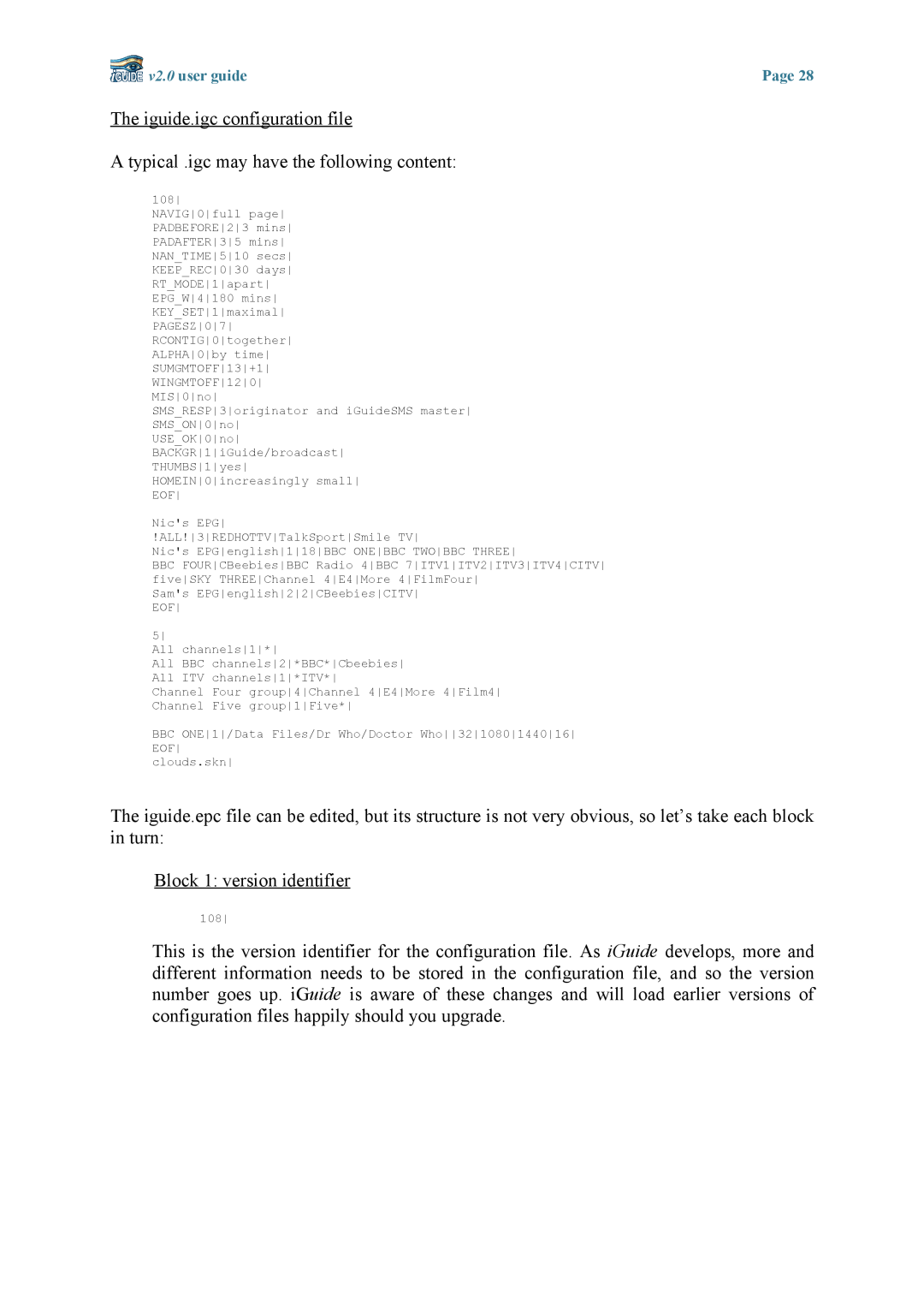 Topfield v2.0 manual The iguide.igc configuration file 
