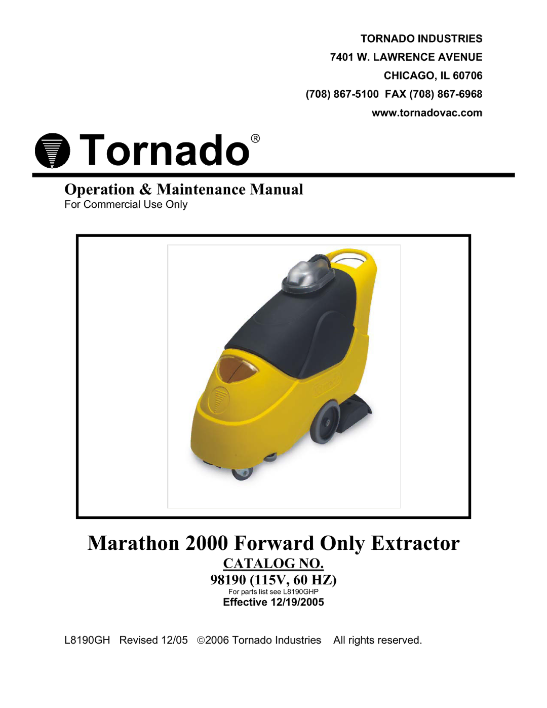 Tornado 98190 manual Tornado 