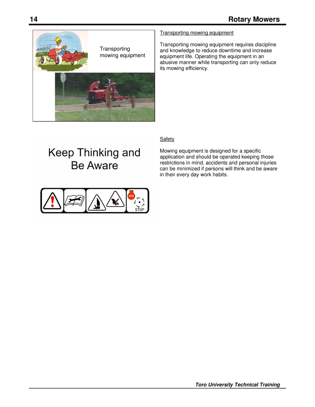 Toro 09167SL manual Transporting mowing equipment 