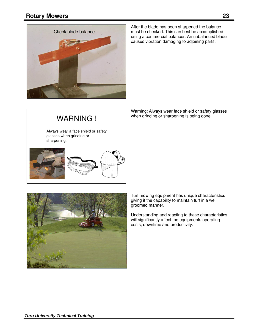 Toro 09167SL manual Check blade balance 