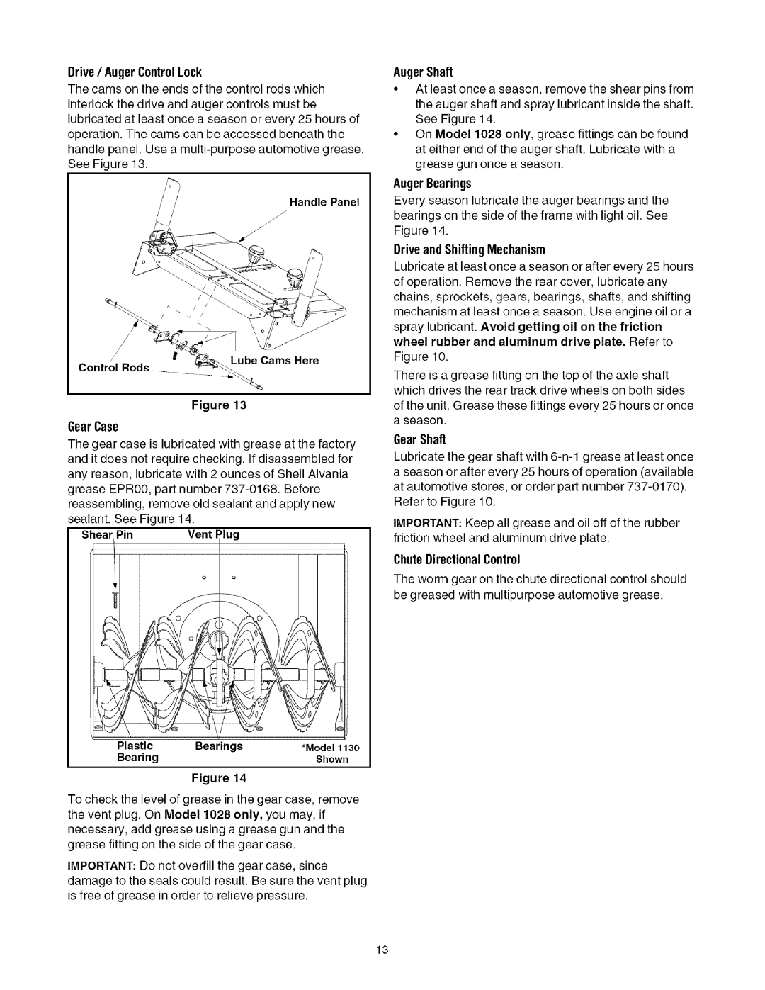 Toro 1028 Handle Panel Contro/IRods ........ICams Here, EarlPin, Auger Shaft, Auger Bearings, Driveand Shifting Mechanism 