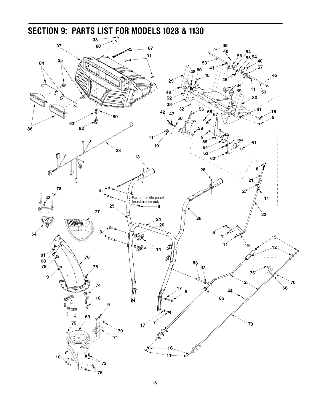 Toro 1130 manual PARTSLISTFORMODELS1028 