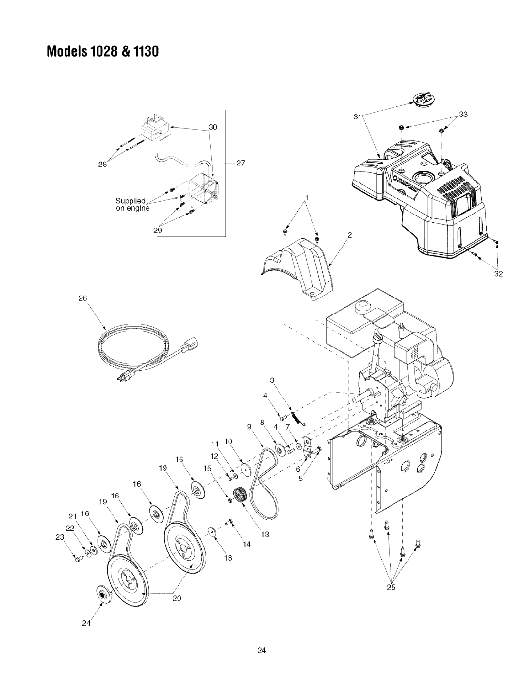 Toro 1130, 1028 manual Sup On engine 19 \ 18 