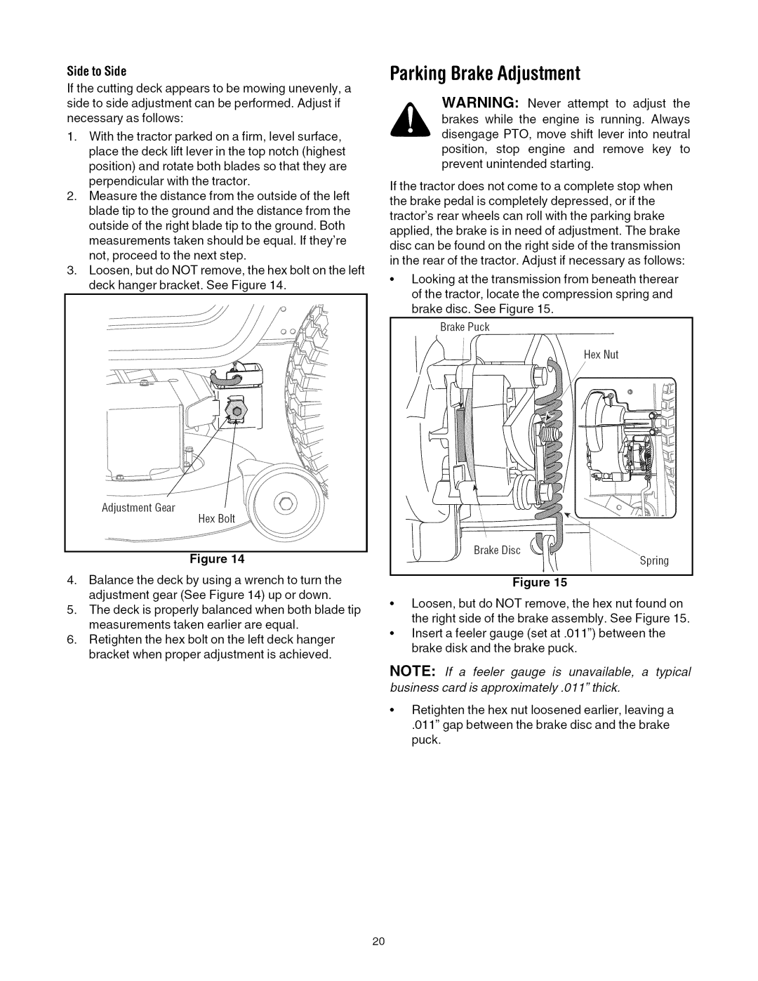 Toro 13AX60RG744, 13AX60RH744 manual Parking BrakeAdjustment 