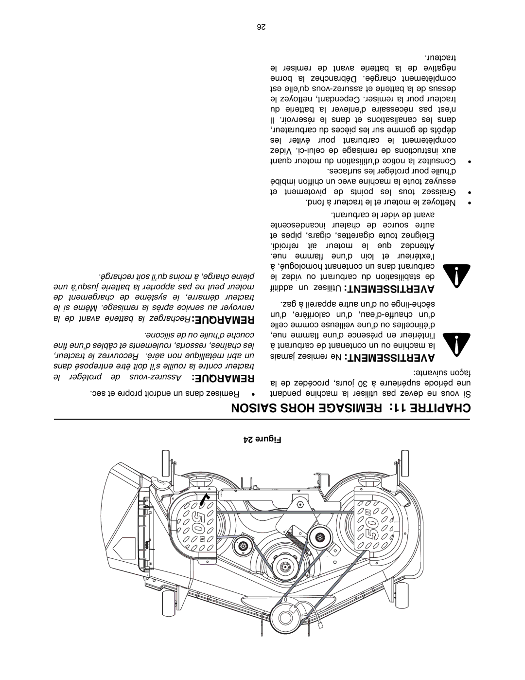 Toro 14AP80RP544 manual Saison Hors Remisage 11 Chapitre, Un Utilisez Avertissement 