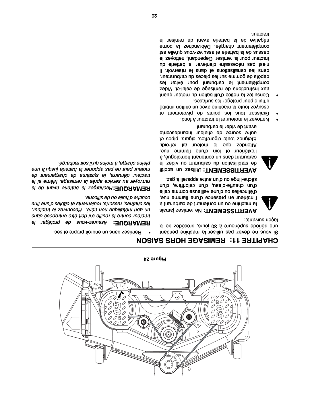 Toro 14AP80RP544 manual SAISON HORS REMISAGE 11 CHAPITRE, un Utilisez AVERTISSEMENT, Remarque, Figure 