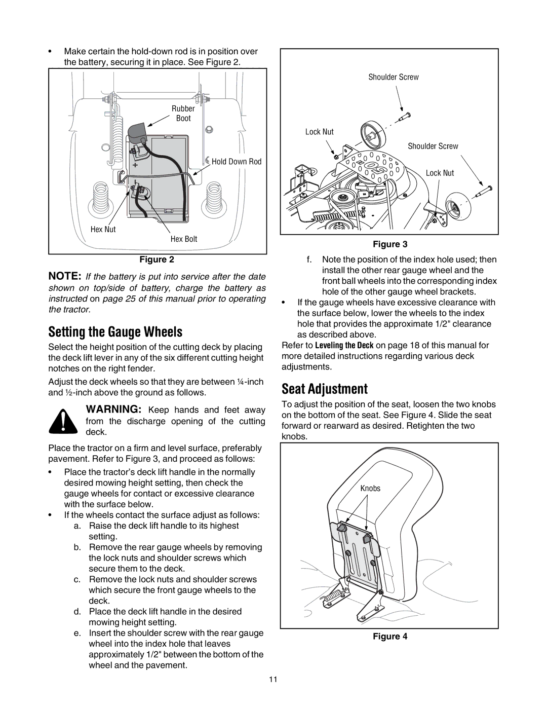 Toro 14AP80RP744 manual Setting the Gauge Wheels, Seat Adjustment 