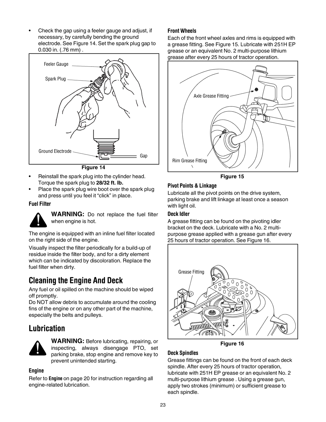 Toro 14AP80RP744 manual Cleaning the Engine And Deck, Lubrication 