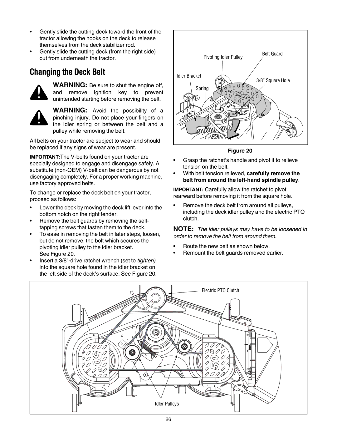 Toro 14AP80RP744 manual Changing the Deck Belt 