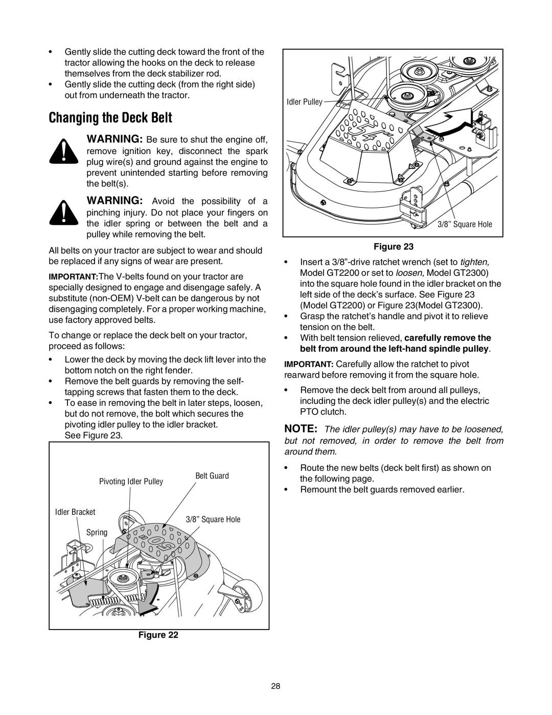 Toro 14AQ81RP744, 14AK81RK744 manual Changing the Deck Belt 