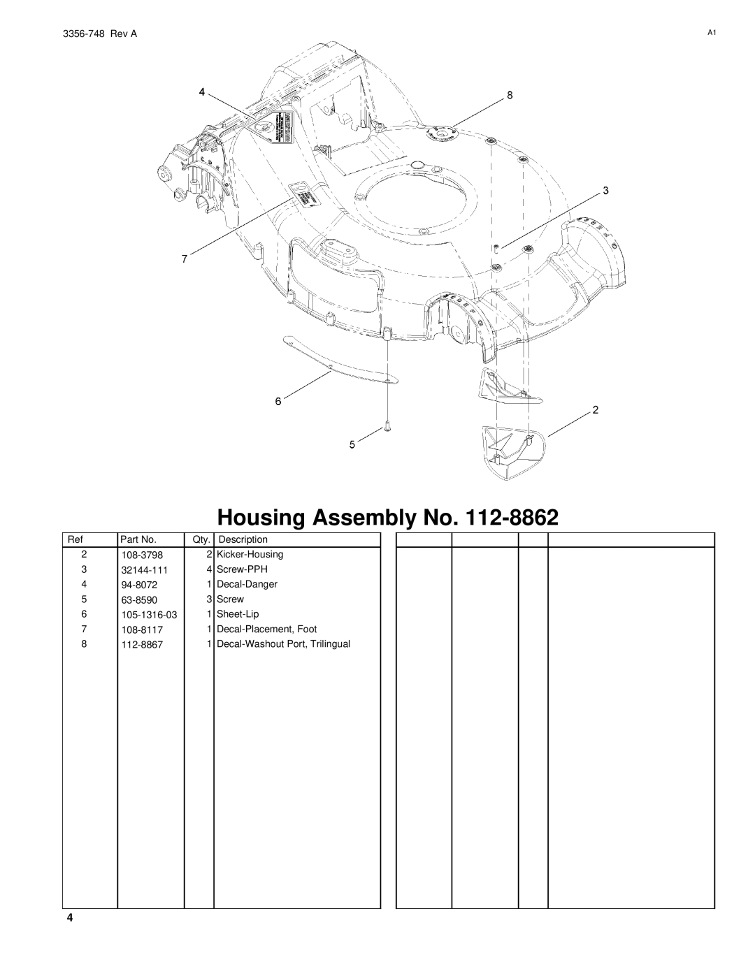 Toro 20055 manual Housing Assembly No 