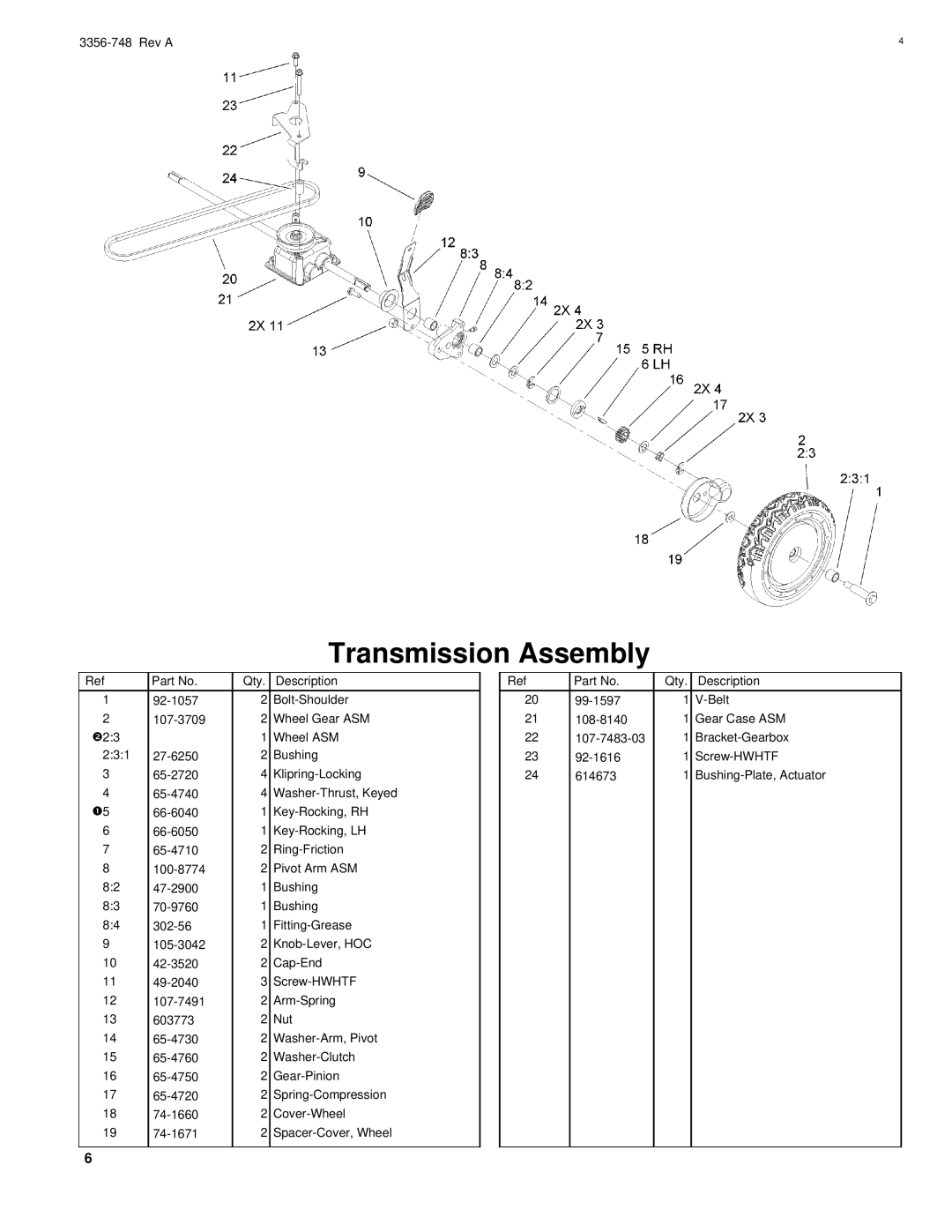 Toro 20055 manual Transmission Assembly 