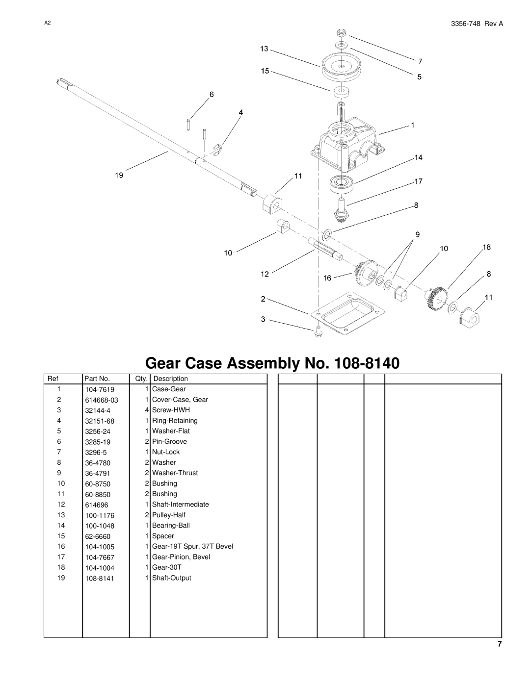 Toro 20055 manual Gear Case Assembly No 