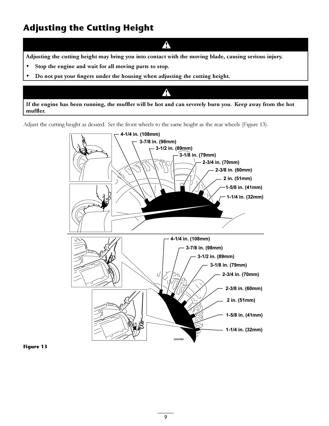 Toro 20066, 20067 manual Adjusting the Cutting Height 