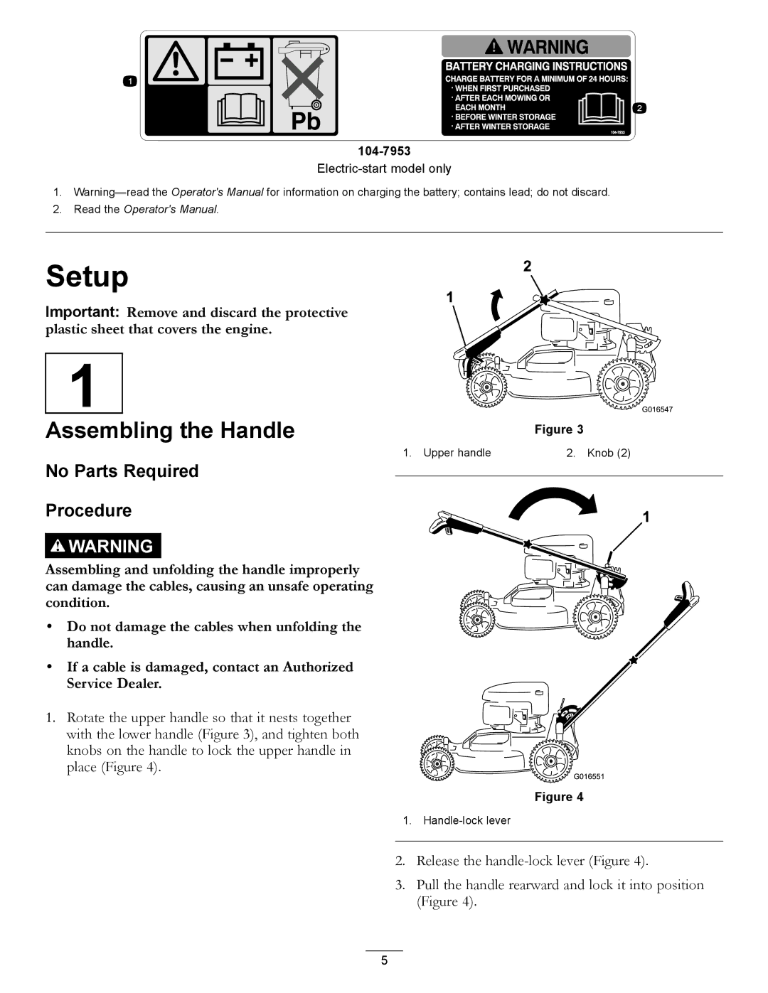 Toro 20199, 20200 owner manual Setup, Assembling the Handle, No Parts Required Procedure 