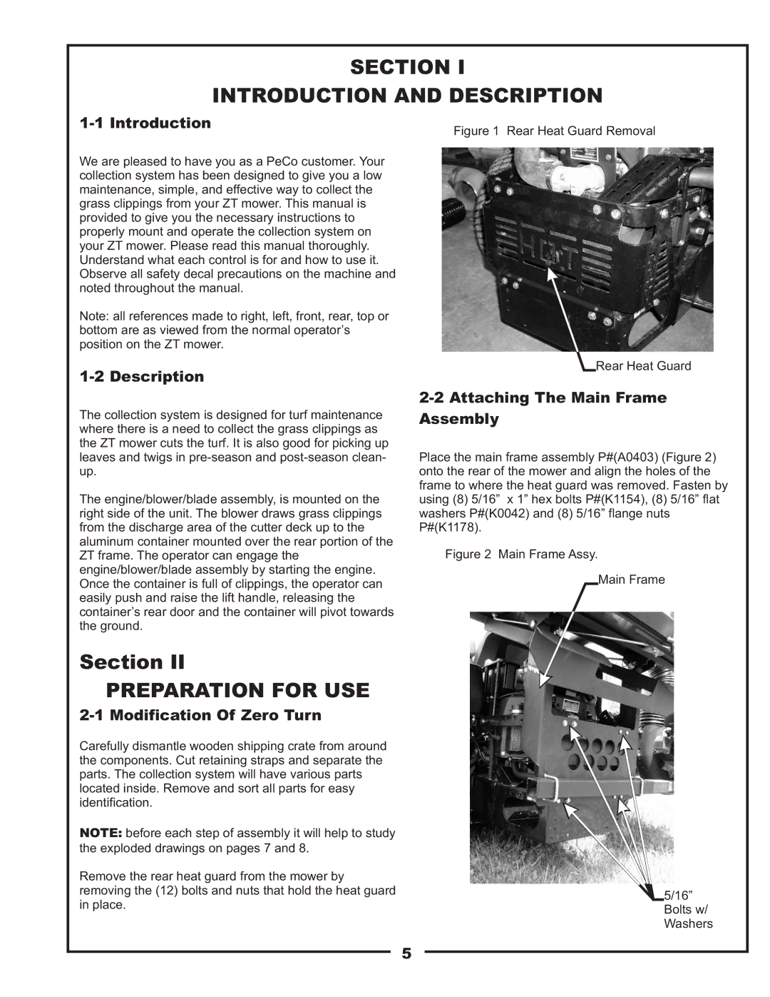 Toro 22621223-24 manual Section Introduction and Description, Modification Of Zero Turn, Attaching The Main Frame Assembly 