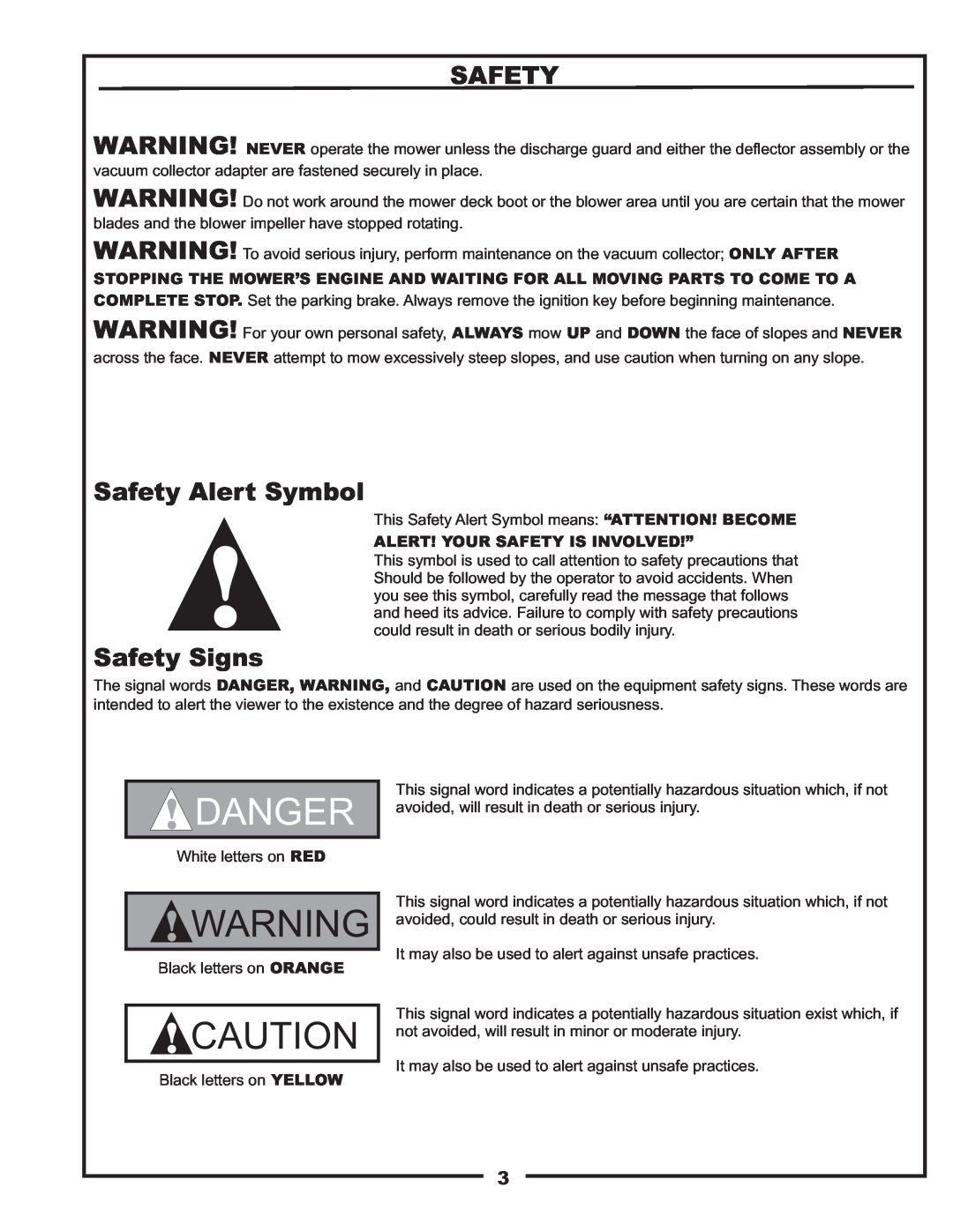 Toro 22621223-24 manual Safety Alert Symbol, Safety Signs, Danger 