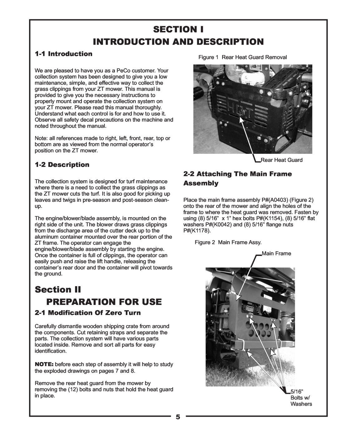 Toro 22621223-24 manual Section Introduction And Description, Section II PREPARATION FOR USE, Modification Of Zero Turn 