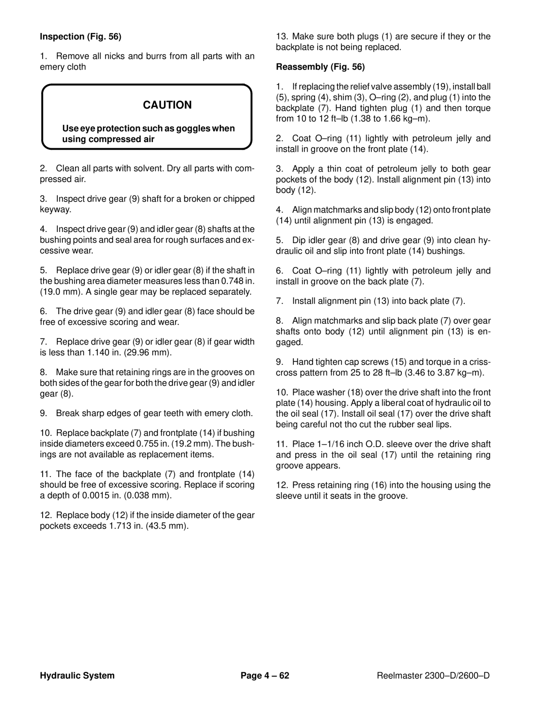 Toro 2300-D, 2600D service manual Inspection Fig 