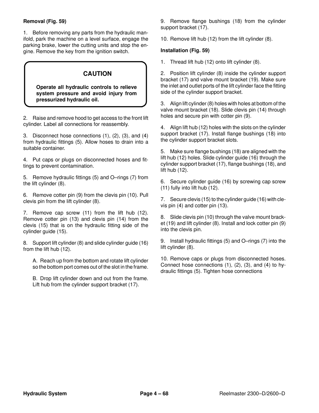 Toro 2300-D, 2600D service manual Removal Fig 