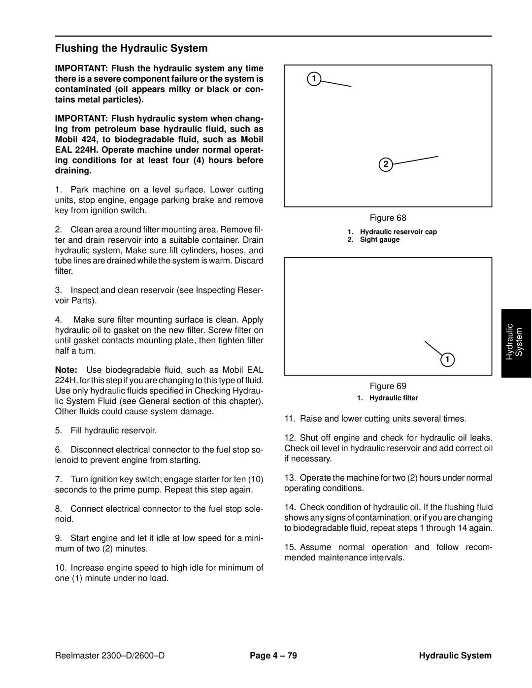 Toro 2600D, 2300-D service manual Flushing the Hydraulic System 