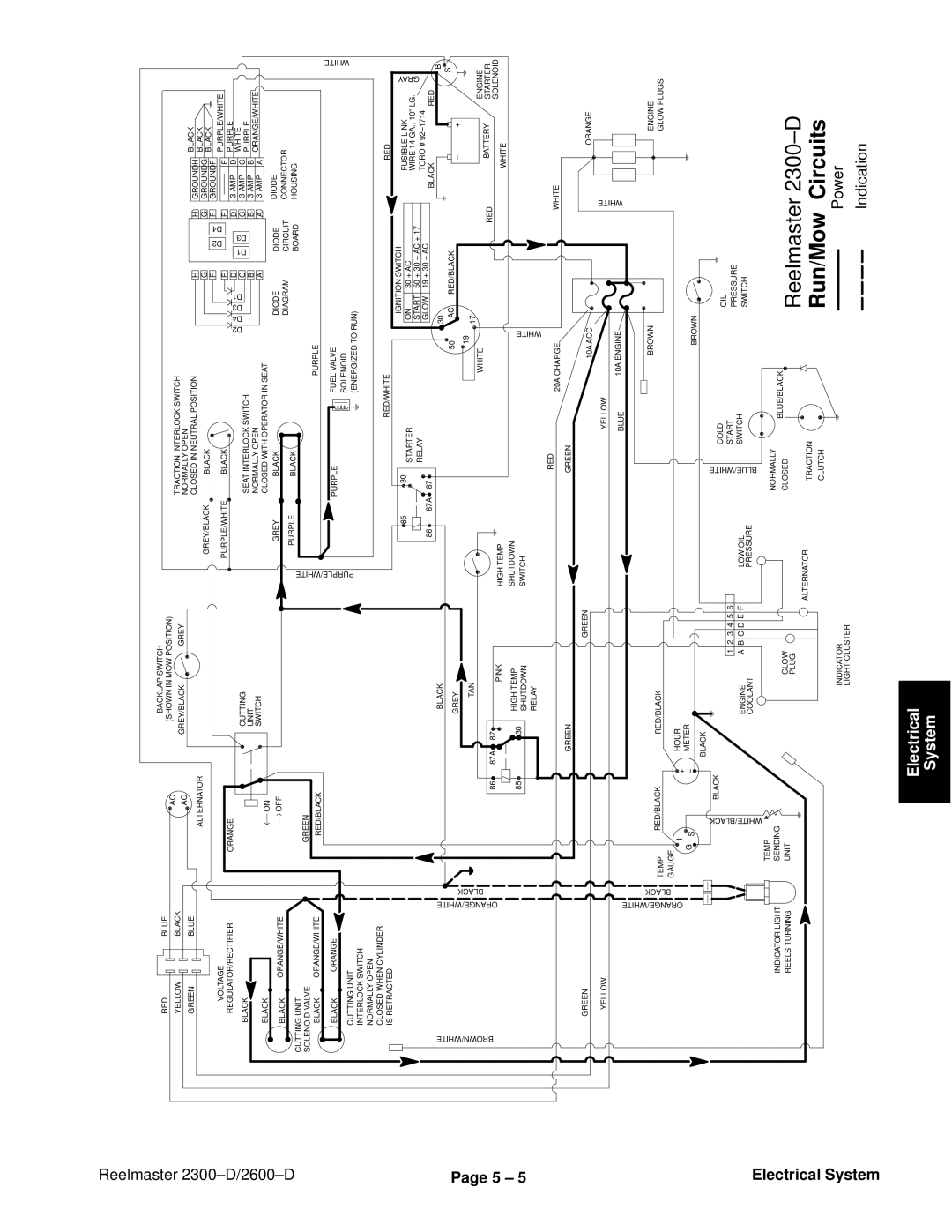 Toro 2600D, 2300-D service manual 5 ± Electrical System 