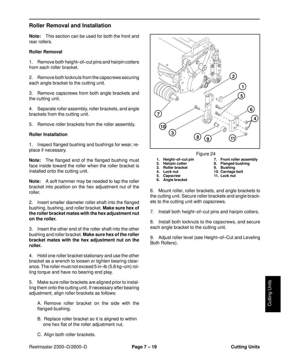 Toro 2600D, 2300-D service manual Roller Removal and Installation, Roller Installation 