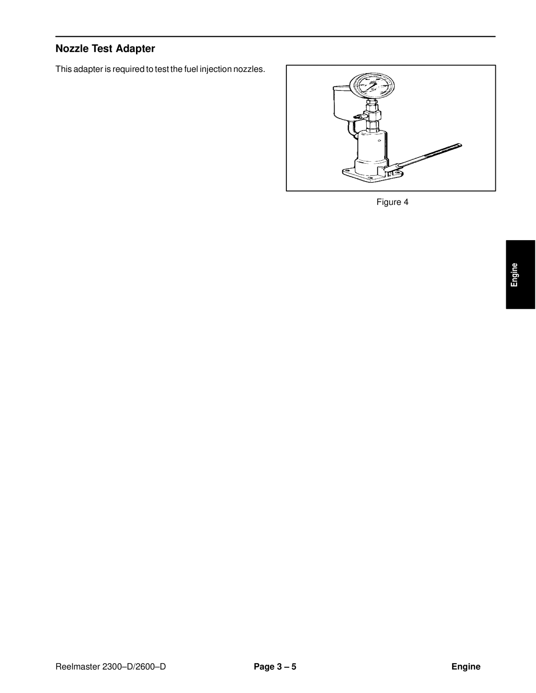 Toro 2600D, 2300-D service manual Nozzle Test Adapter 