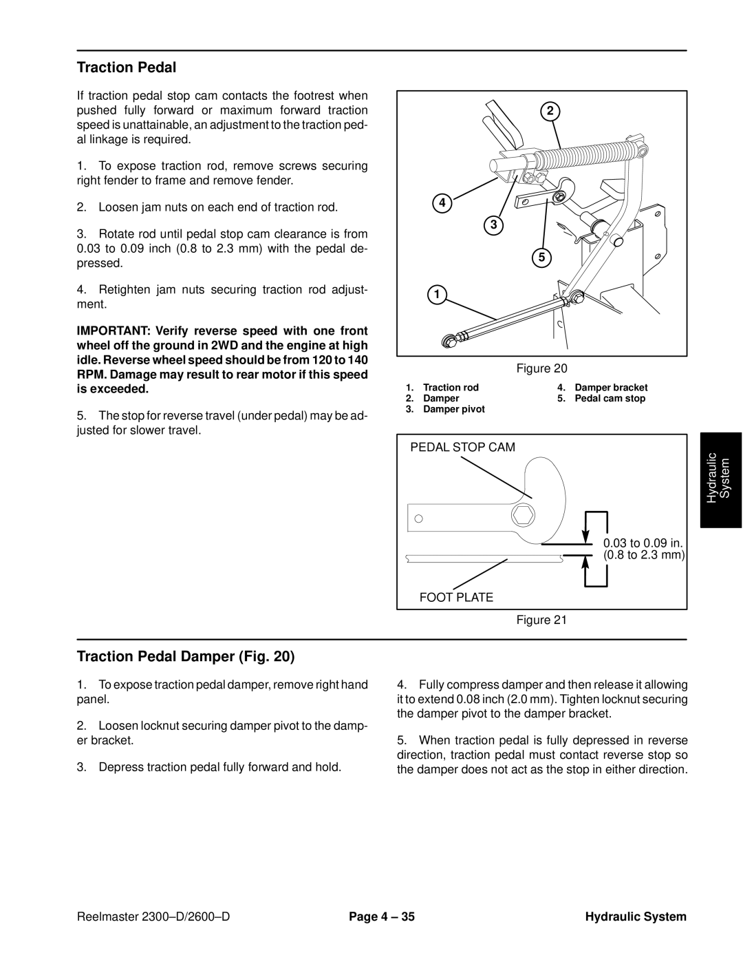 Toro 2600D, 2300-D service manual Traction Pedal Damper Fig 