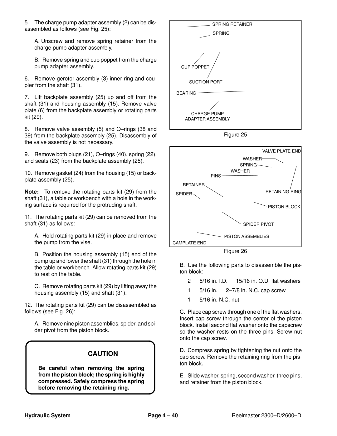 Toro 2300-D, 2600D service manual Hydraulic System 4 ± Reelmaster 2300±D/2600±D 