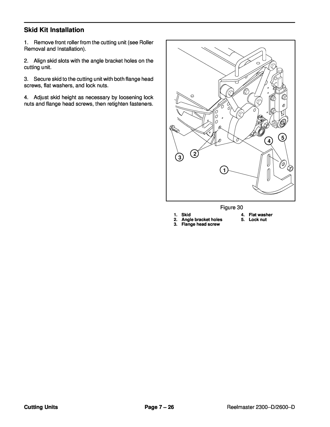 Toro 2300-D, 2600D service manual Skid Kit Installation, Cutting Units, Page 7 ±, Reelmaster 2300±D/2600±D 