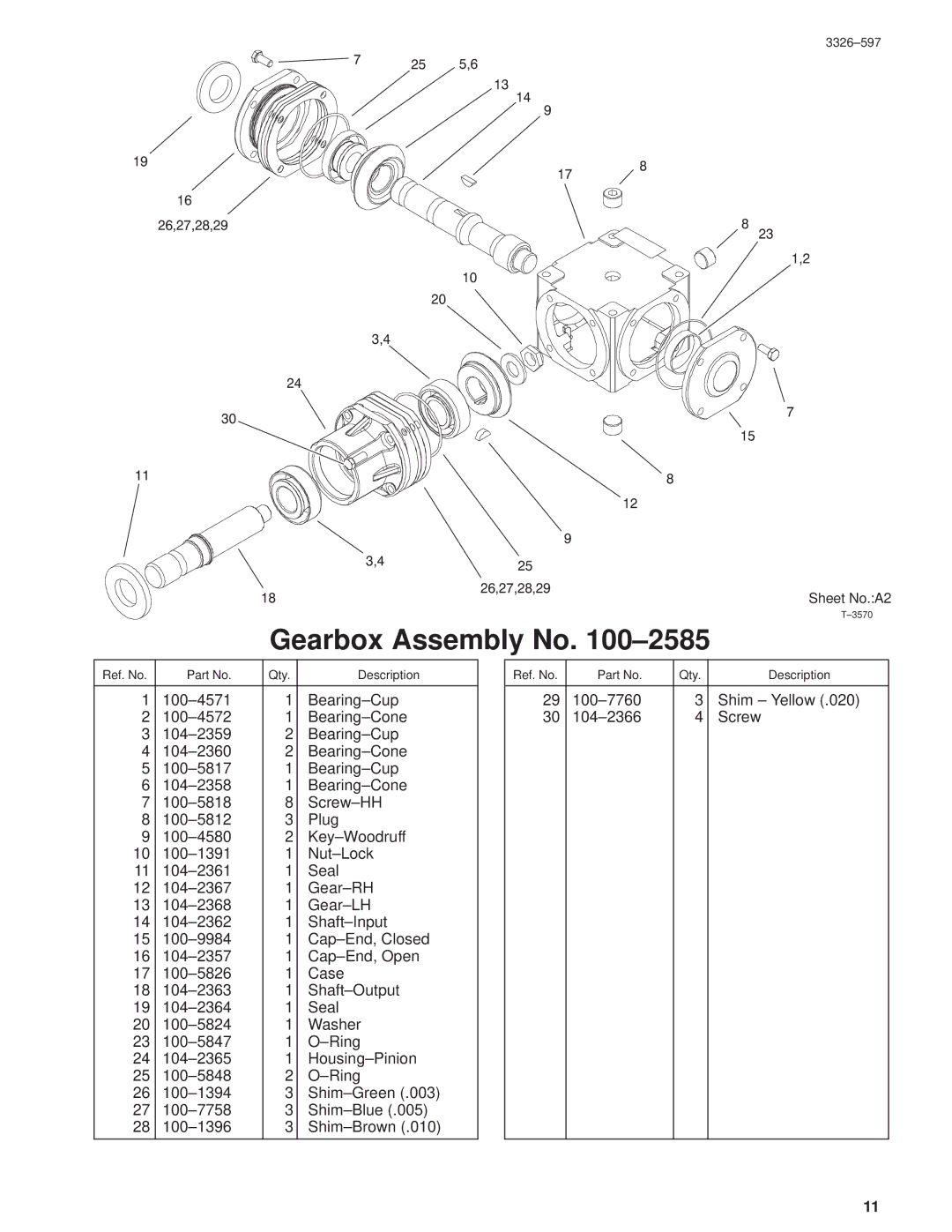 Toro 30402210000001 and Up manual Gearbox Assembly No ±2585 