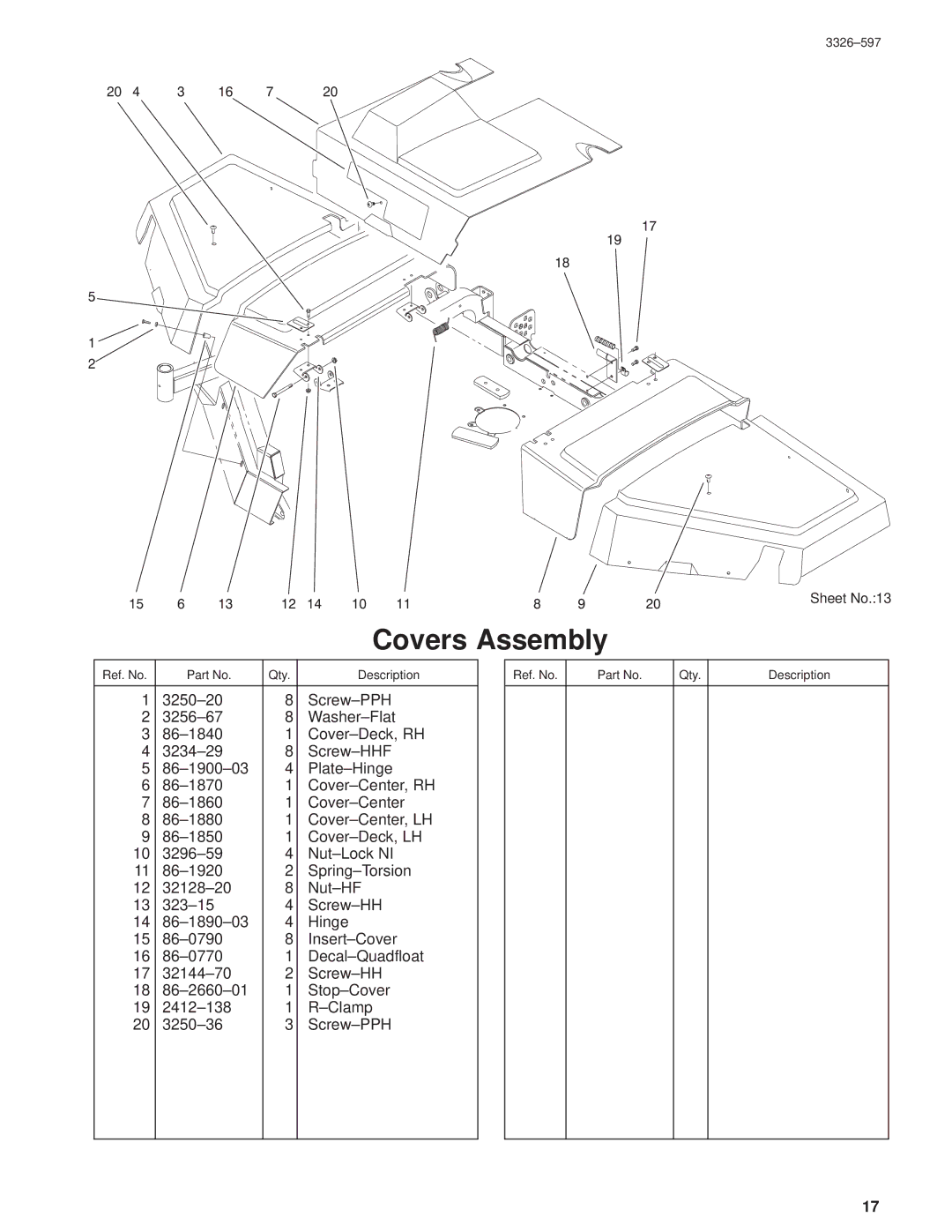 Toro 30402210000001 and Up manual Covers Assembly 