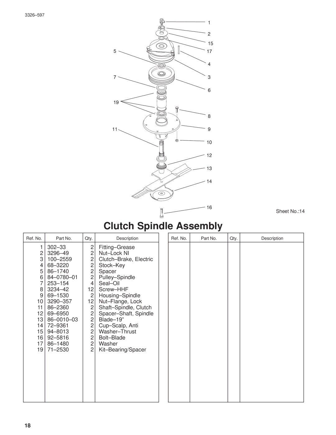 Toro 30402210000001 and Up manual Clutch Spindle Assembly 