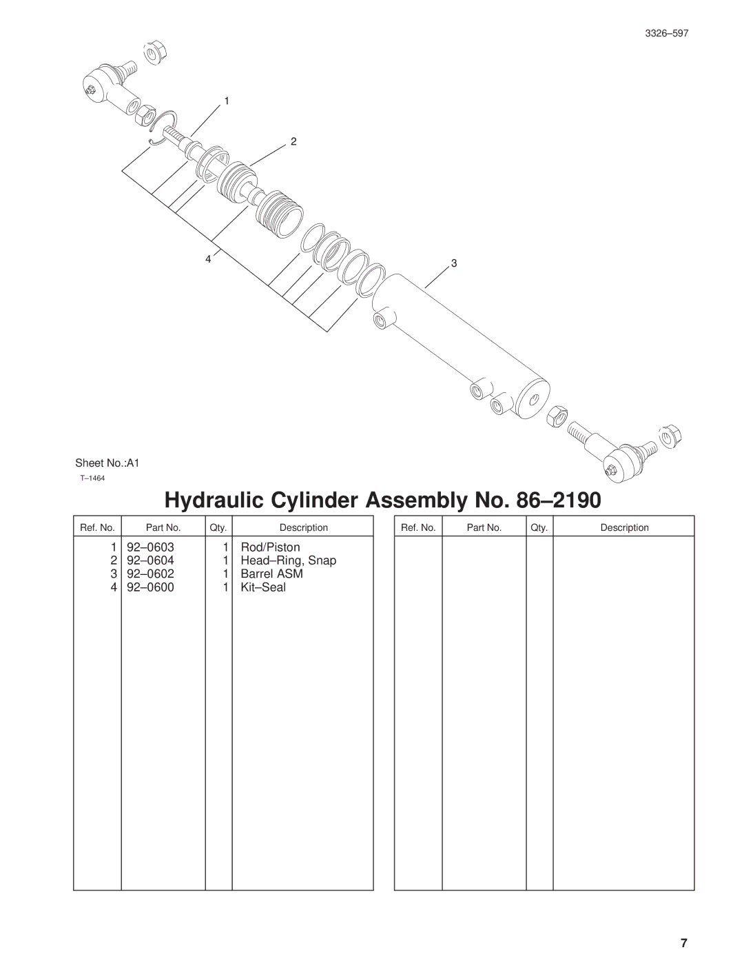 Toro 30402210000001 and Up manual Hydraulic Cylinder Assembly No ±2190 