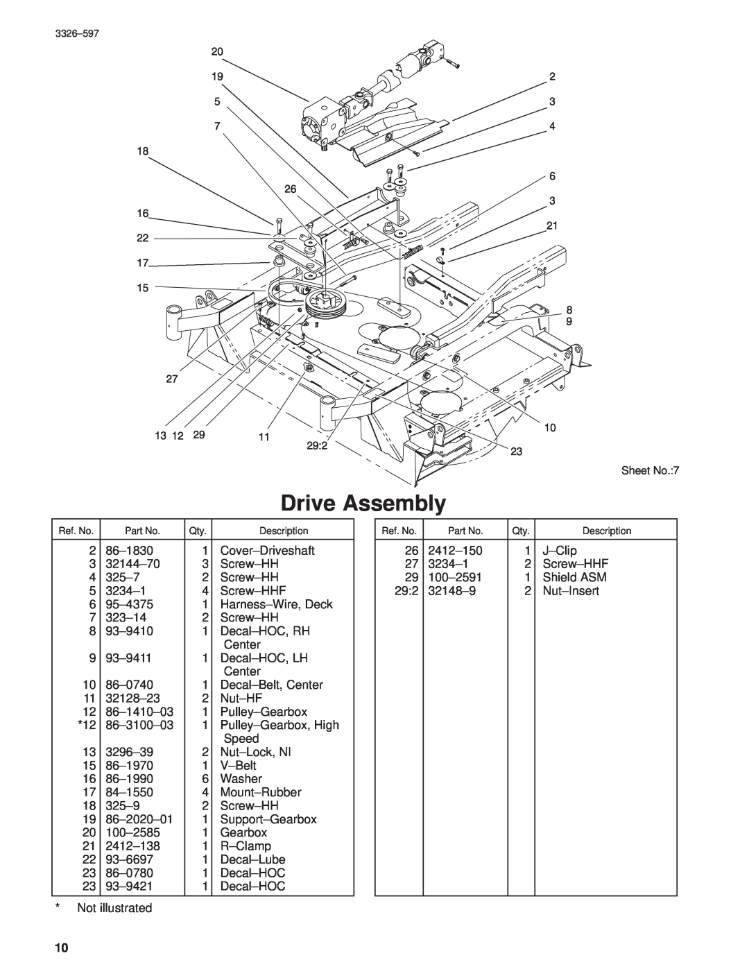 Toro 30402210000001 and Up manual Drive Assembly, Sheet No.7 