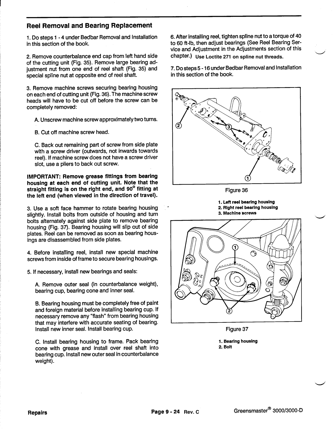 Toro 3100 manual Use Loctite 271 on spline nut threads Rev. C 