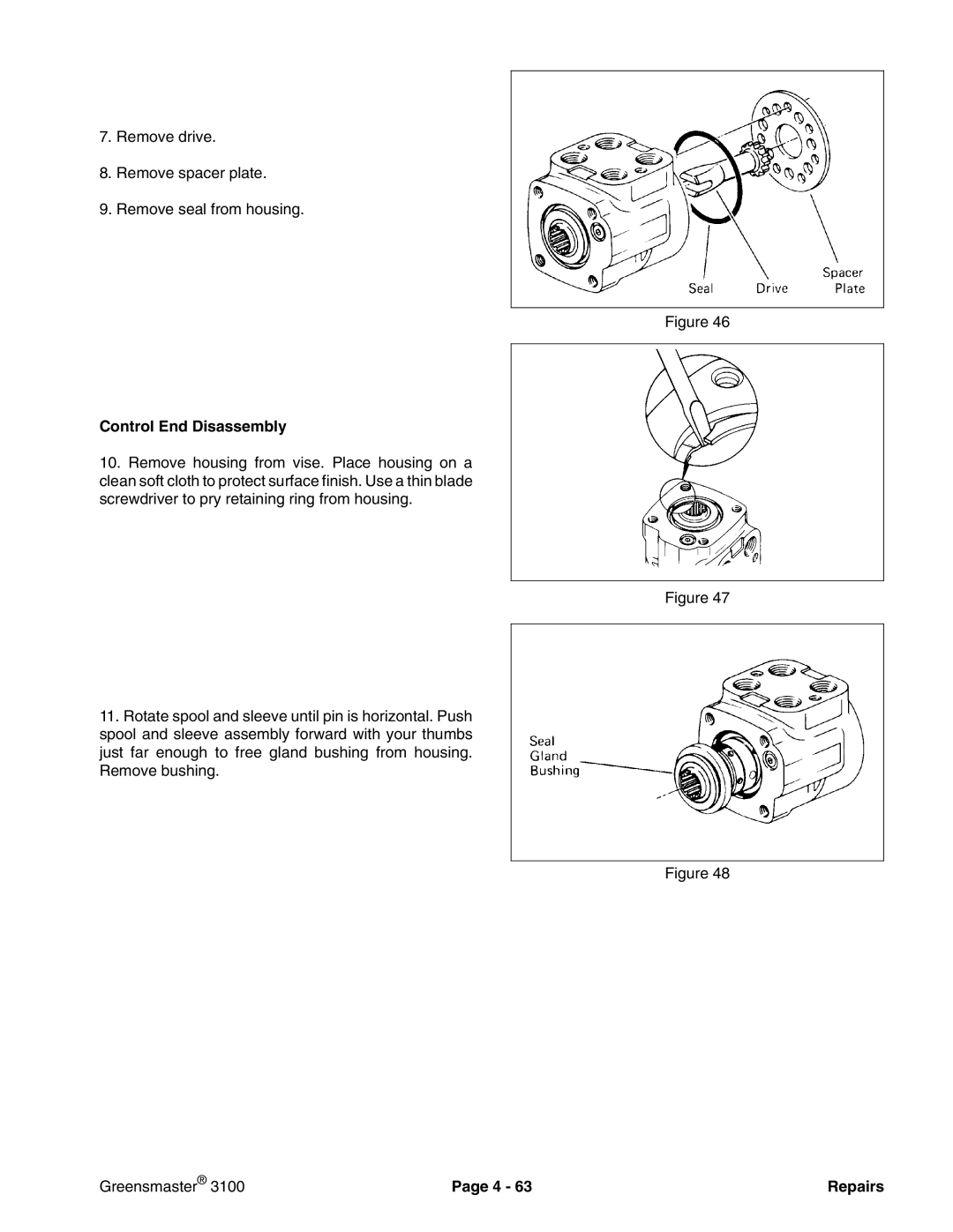 Toro 3100 manual Control End Disassembly 