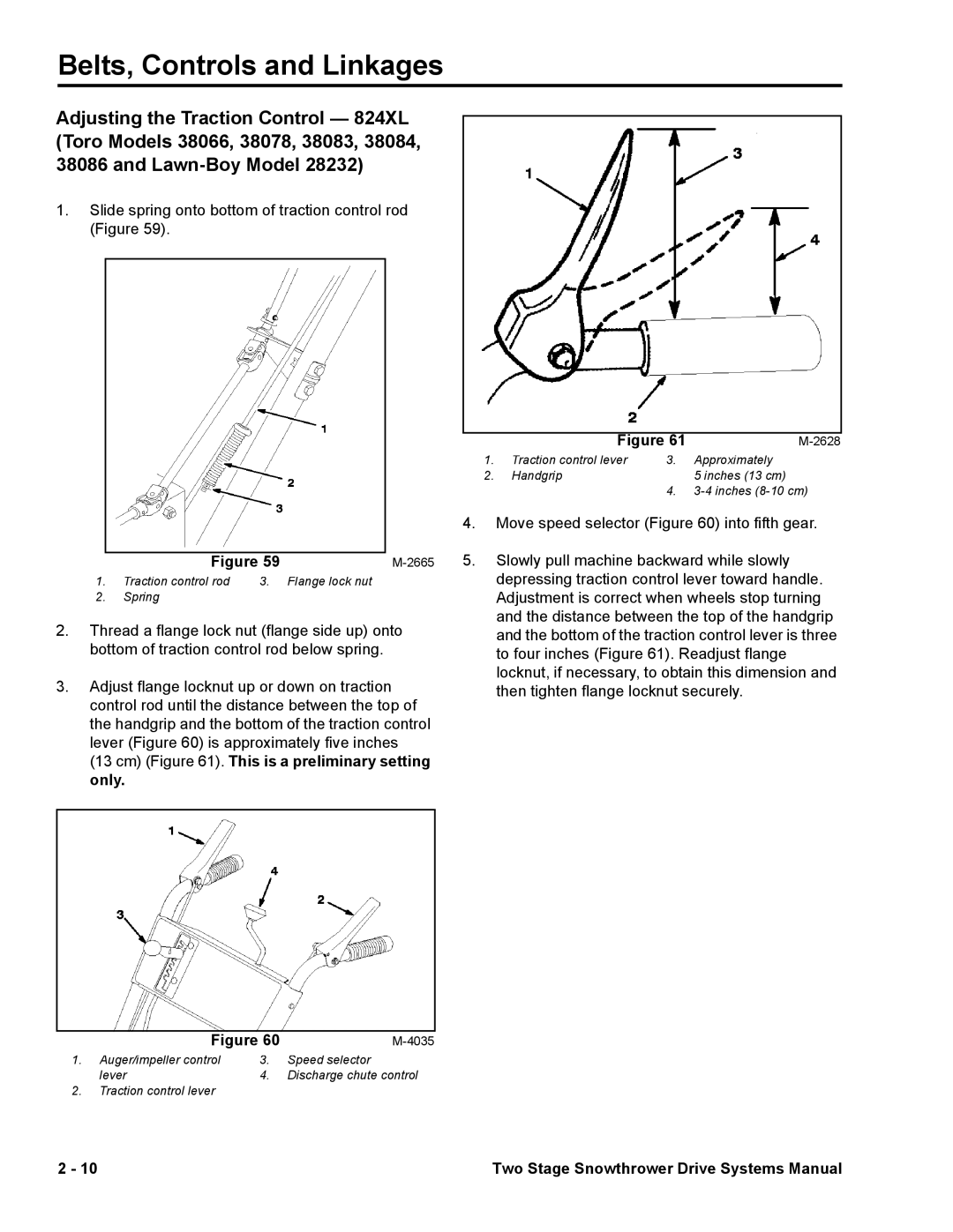 Toro 38080, 38065 manual Cm . This is a preliminary setting only 